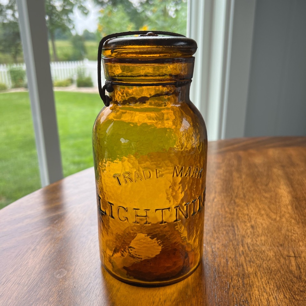 Antique P. Lorillard Amber Snuff Jar